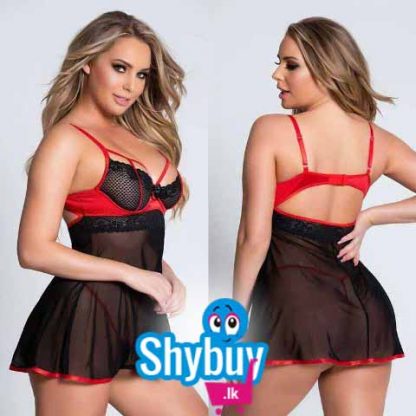 BLACK AND RED TRIMS NIGHTDRESS