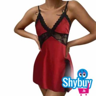SATIN RED LACY BACK NIGHTDRESS